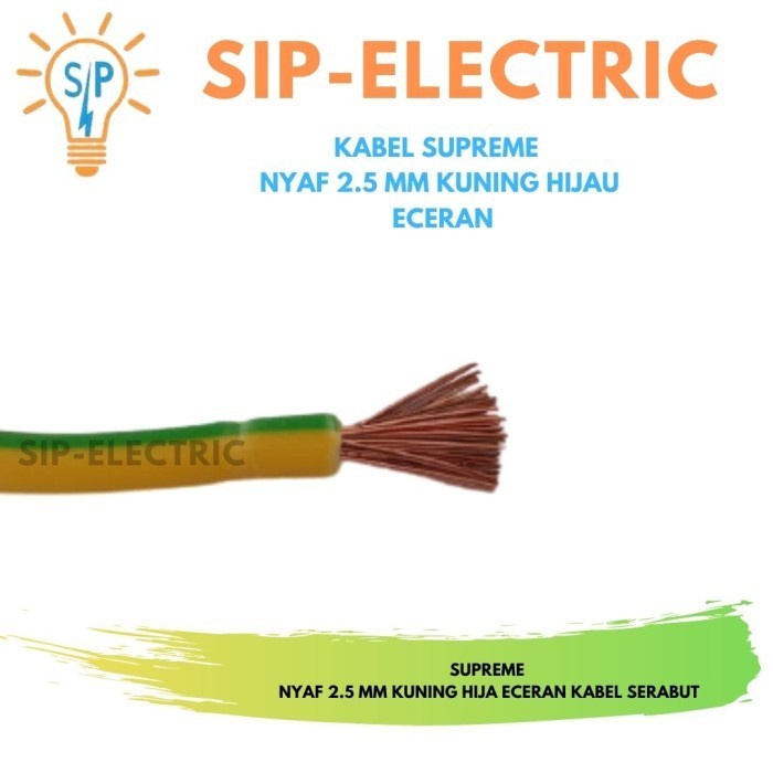 Kabel Supreme Nyaf 2.5 Mm Kuning Hijau Eceran / Supreme Nyaf 2,5 Mm
