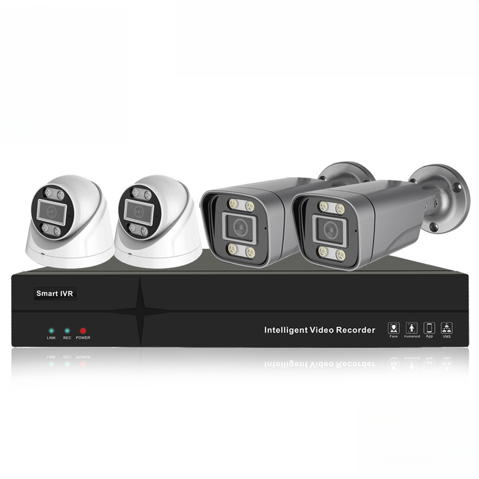 POE  8MP CCTV Home Security Camera System Outdoor 4CH 4K NVR Bullet IP Camera Kit 2way Auo Color Vid