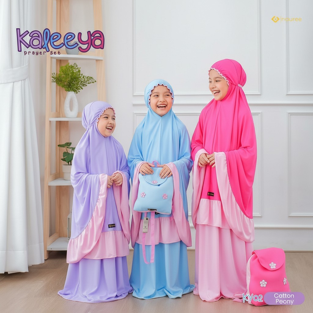 Mukenah Anak Perempuan Tas Ransel Premium 2026 Pink Ungu Fanta 9-12 Thn Adem