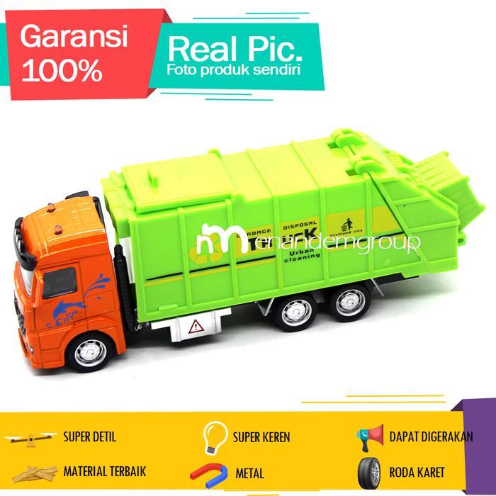 Diecast Miniatur Mainan Mobil Truk Sampah Garbage Urban Cleaning - Hijau by Allshopibamz