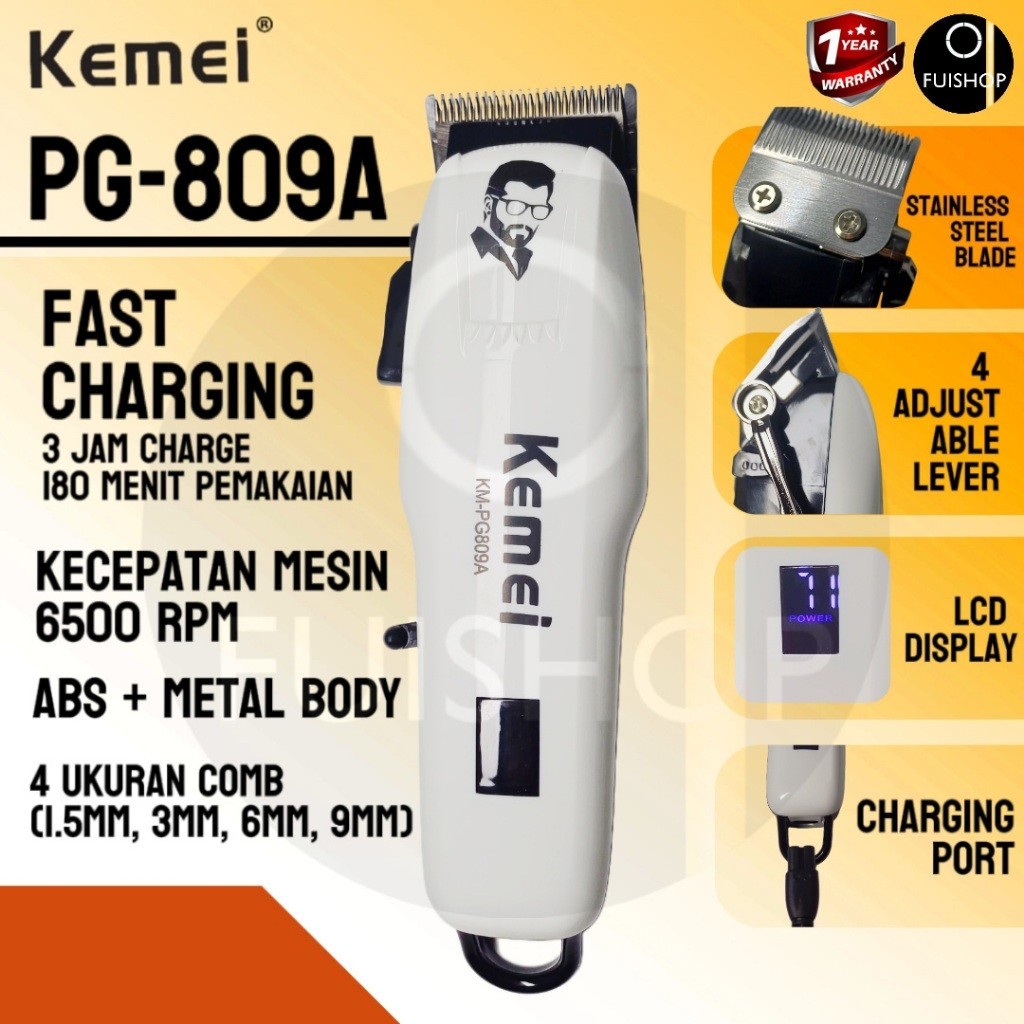 KEMEI KM PG809A ALAT CUKUR RAMBUT HAIR CLIPPER MESIN CUKUR RAMBUT 3IN1 BATERAI WIRELESS