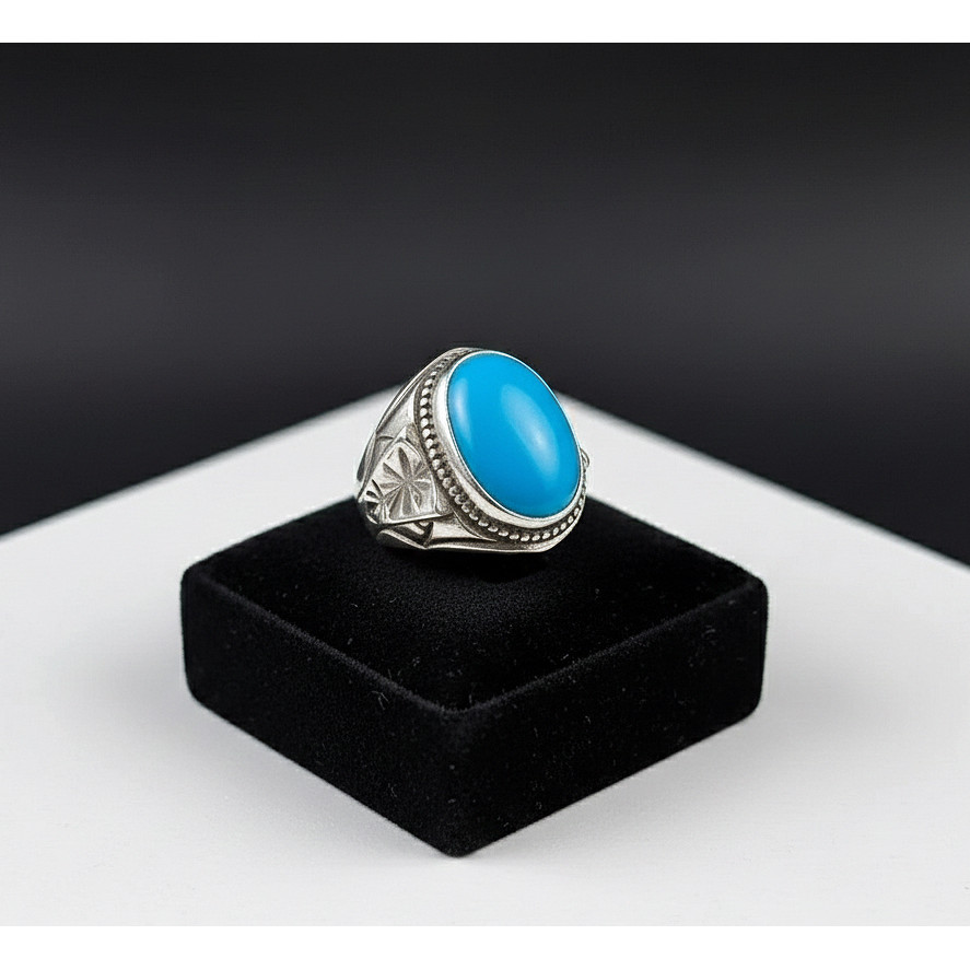 CINCIN BATU PIRUS MESIR BIRU FANCY POLOS HG RING ALPAKA SUPER