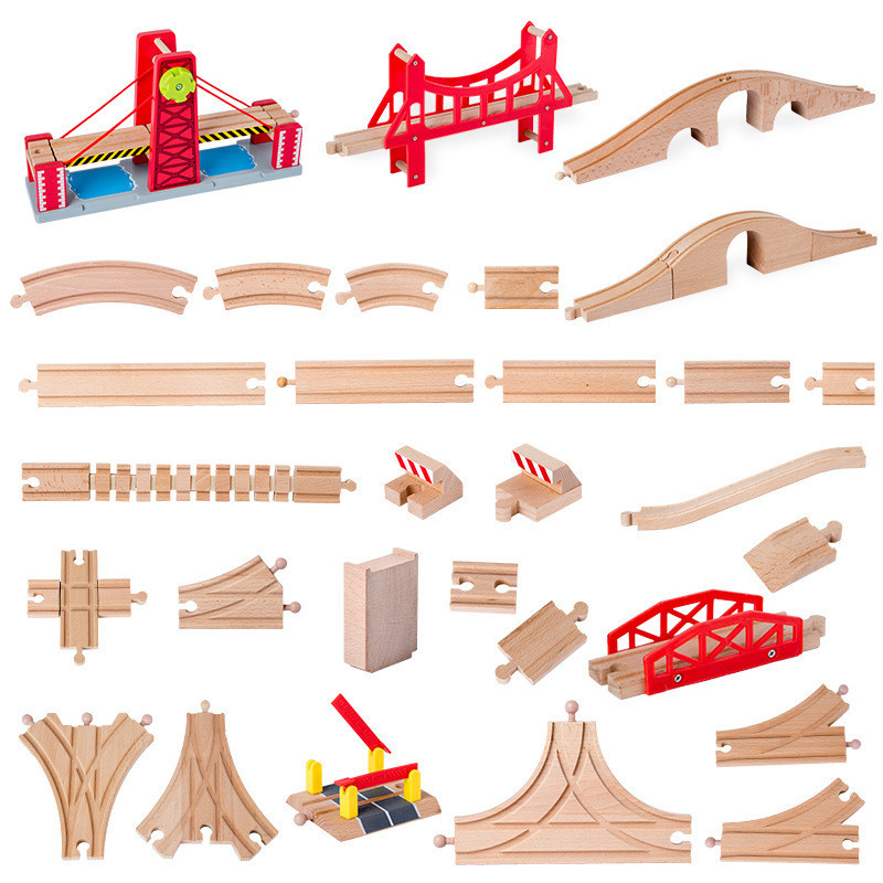 NEW Wooden Train Track Accessories Toys Train Railway Compatible with All Brands Tra Ring Track Circ