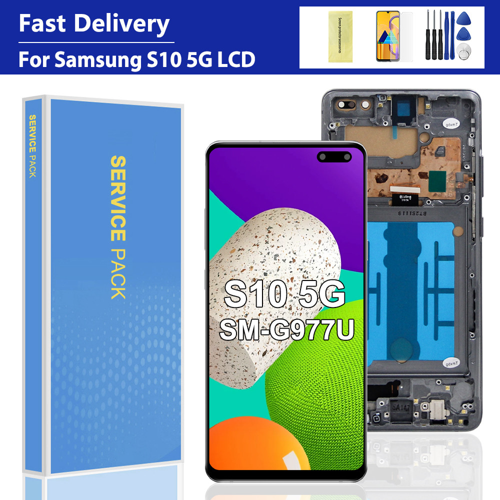 For Samsung S10 5G G977/G977N/G977U TFT LCD splay Tou Screen And Frame gitizer Assembly Replacement