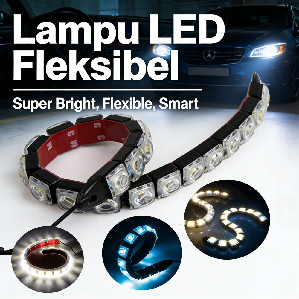 Lampu DRL Canbus Mobil LED Sorot Fleksibel Pencahayaan Pintar Terang DRL Strip Lampu Daytime Ekstra
