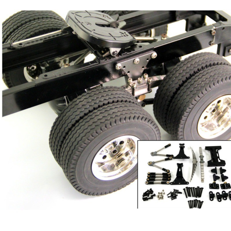 1 Set Metal Double Axle Rear Suspension Kit for 1/14 Tamiya RC Truck Scania Man Volvo y Parts