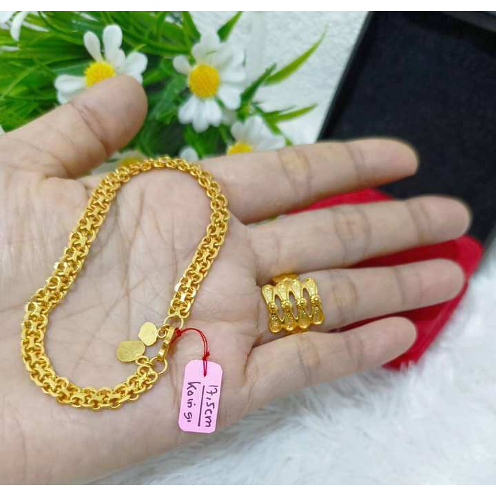 gelang& cincin koin91 asli set