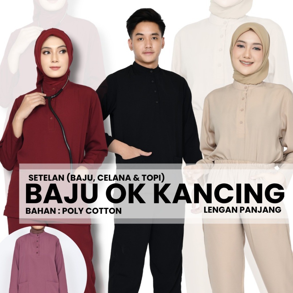 FIDERX  Baju OK KANCING / Baju Jaga / Scrub Medis Lengan Panjang DOCHS MEDIC