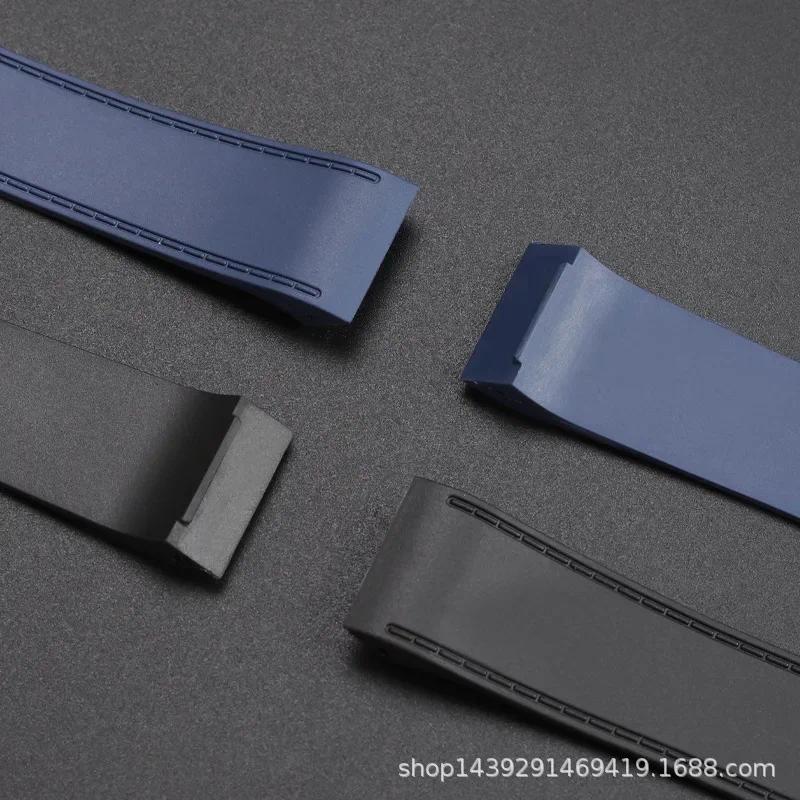 For Cartier santos100 Santos silicone rubber wat strap santos 100 Metal buckle watband men Black sof