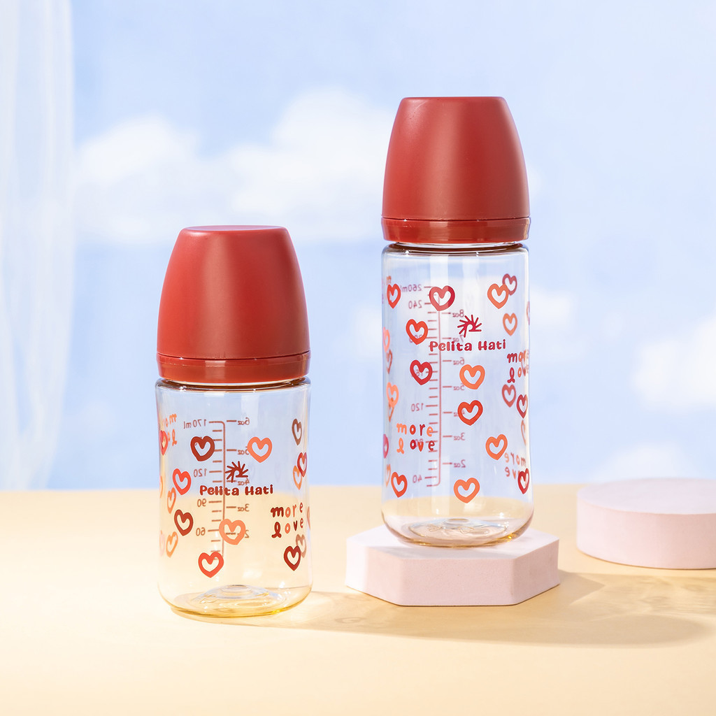 6oz/ 9oz Botol Susu Bayi Berbahan PPSU Tahan Lama Dengan Leher Lebar 5CM Puting Silikon Warna Pastel