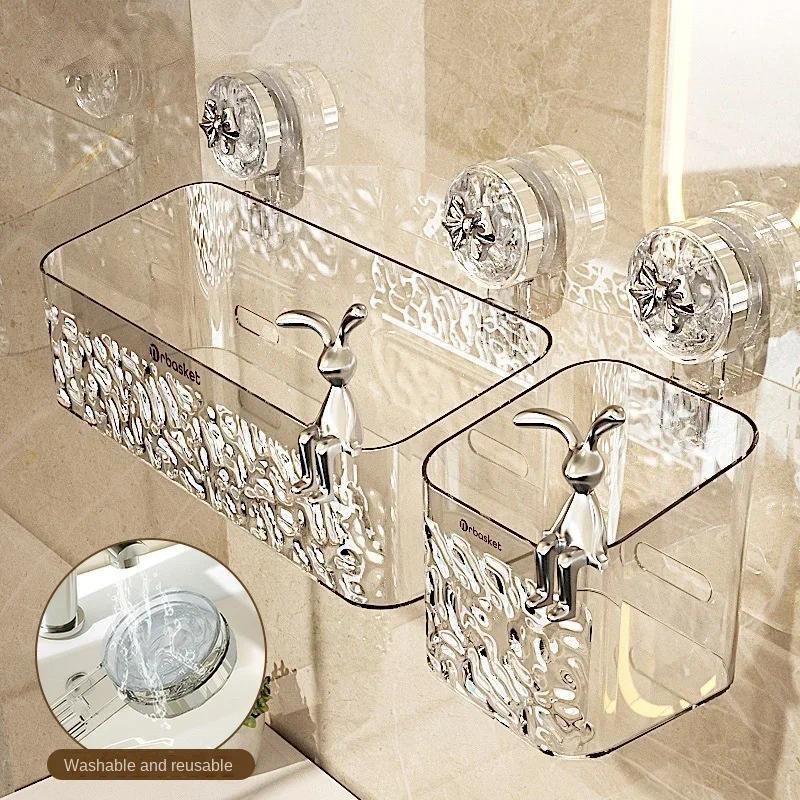 Shower Suction Cup Shelf Basket Light Glacier Pattern One Second tallation bathroom Organizer Storag