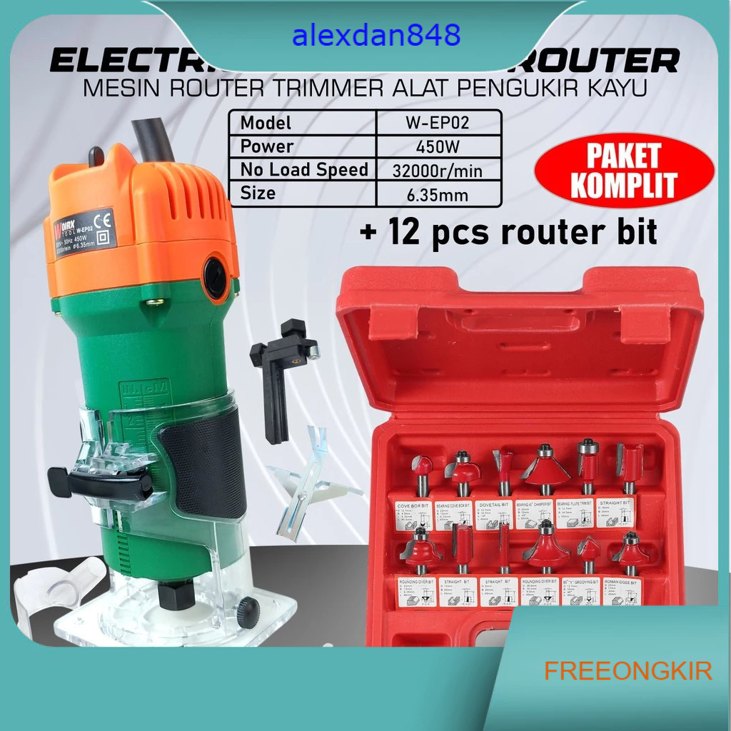 Mesin Router Trimmer Alat Pengukir Kayu WOIRX TOOL