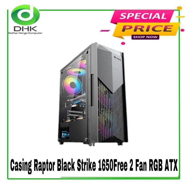 [PROMO]Casing Raptor Black Strike 1650 Free 2 Fan RGB ATX - 2 FAN- Falcon Tech