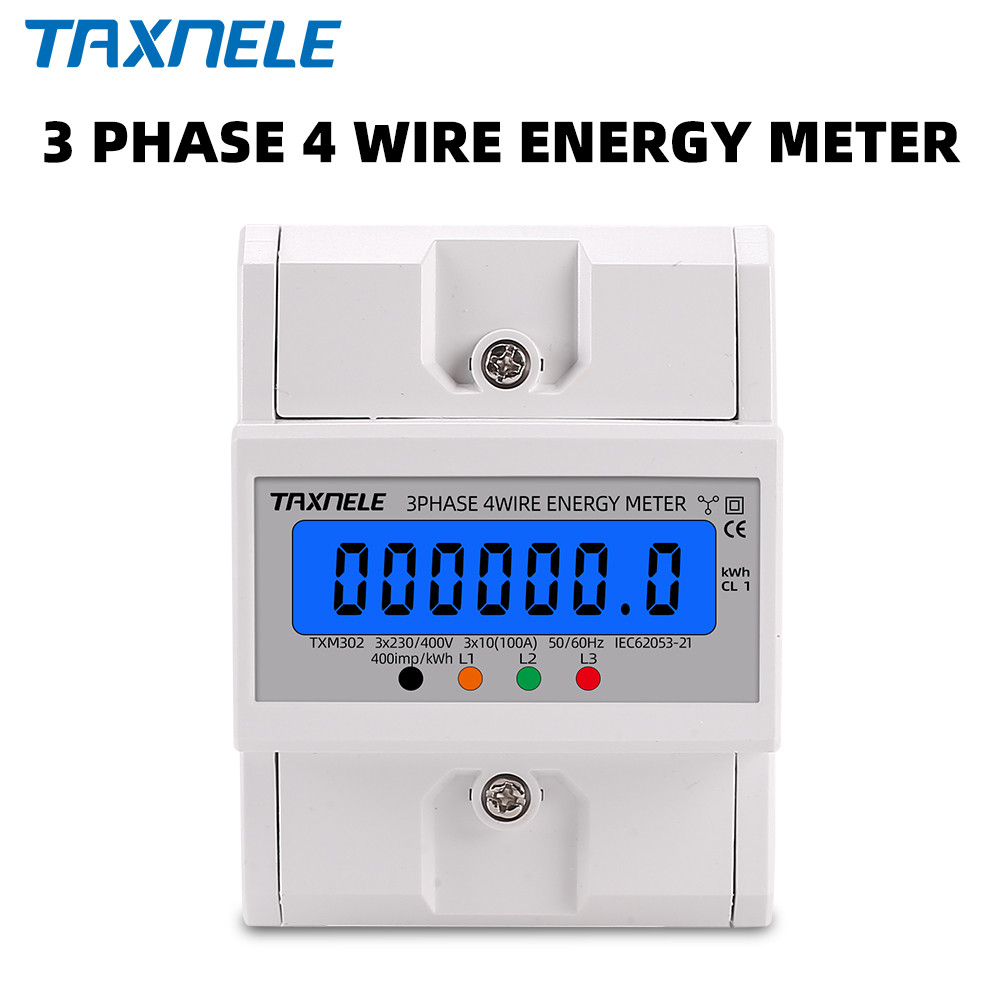 n Rail 380V 3 Phase 4 Wire Electronic Watt Power Consumption Energy Meter Wattmeter kWh 100A AC 50Hz