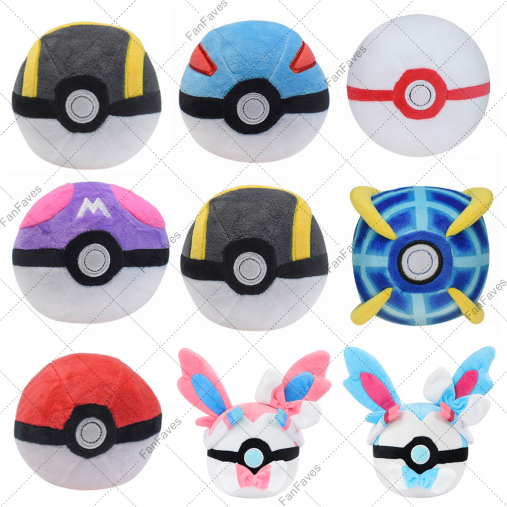 Pokemon Sylveon Great Ball Ultra Ball Master Ball Poké Ball Plush Toy Soft Stuffed Cartoon Backpack 