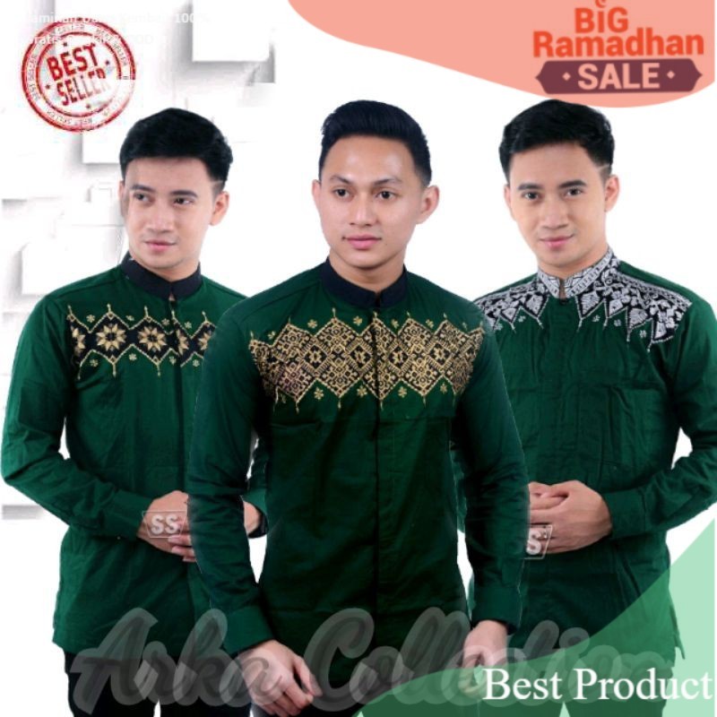Koko syubbanul muslimin koko azzahir koko baju hijau botol panjang- pakaian pria lainnya