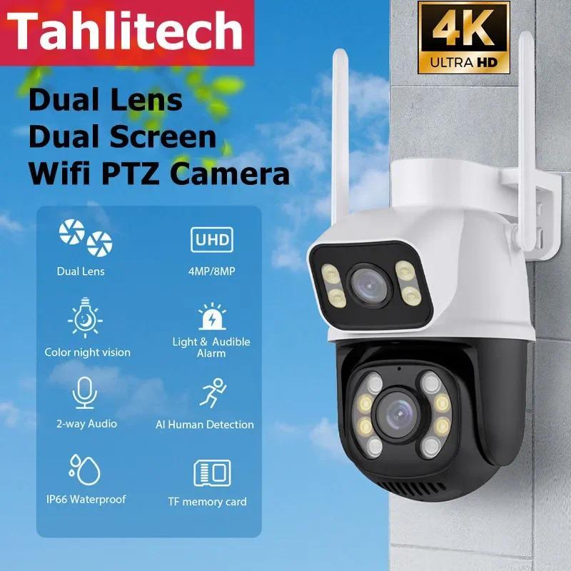 Wifi PTZ IP Camera 8MP Dual-Lens Human Detect Wifi Security Camera ICSEE APP Wireless Outdoor Camera