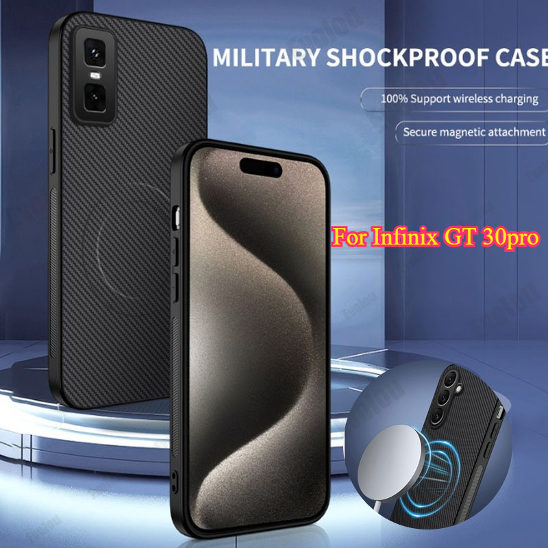 CASE INFINIX GT 30 / GT 30 PRO / GT 20 PRO Slim Fit Carbon Fiber Pattern Magnetic Support Magsafe Wi