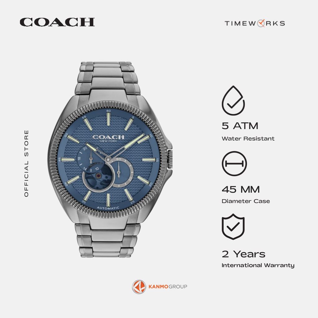 Coach Jackson Multifunction Grey Stainless Steel (IP) Strap - Jam Tangan Pria - 14602700