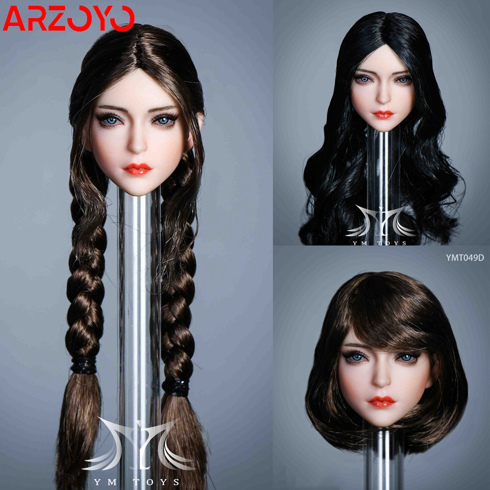 YMTOYS YMT049 1/6 Girl Makeup Head Sculpt Blue Eyes Fit 12'' Normal Female PHicen Action Figure Body