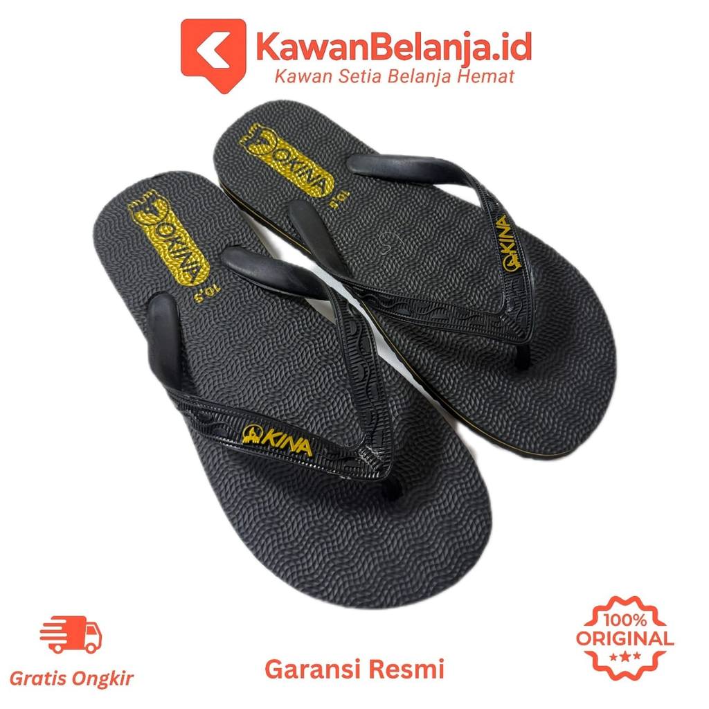OKINA Swallow Sandal Jepit Karet Pria Wanita Anak Hitam Emas Black Nova 02