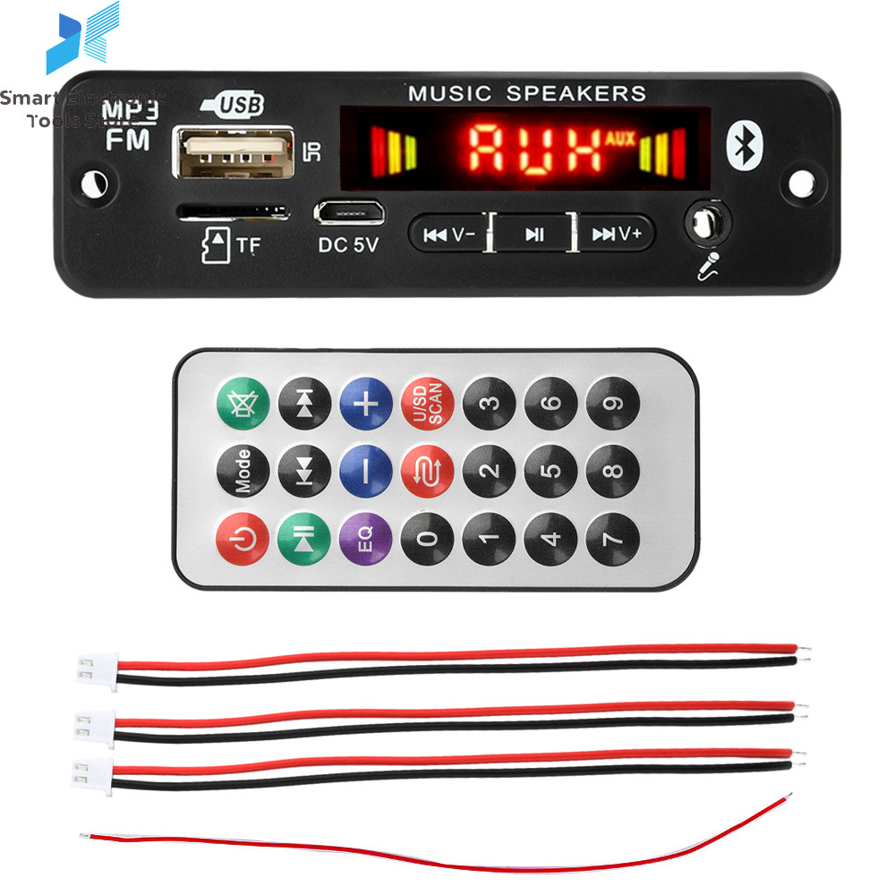DC 6-18V 20W+20W Bluetooth 5.0 Papan Dekoder Amplifier MP3 Modul Radio FM Pemutar Musik Mobil Nirkab