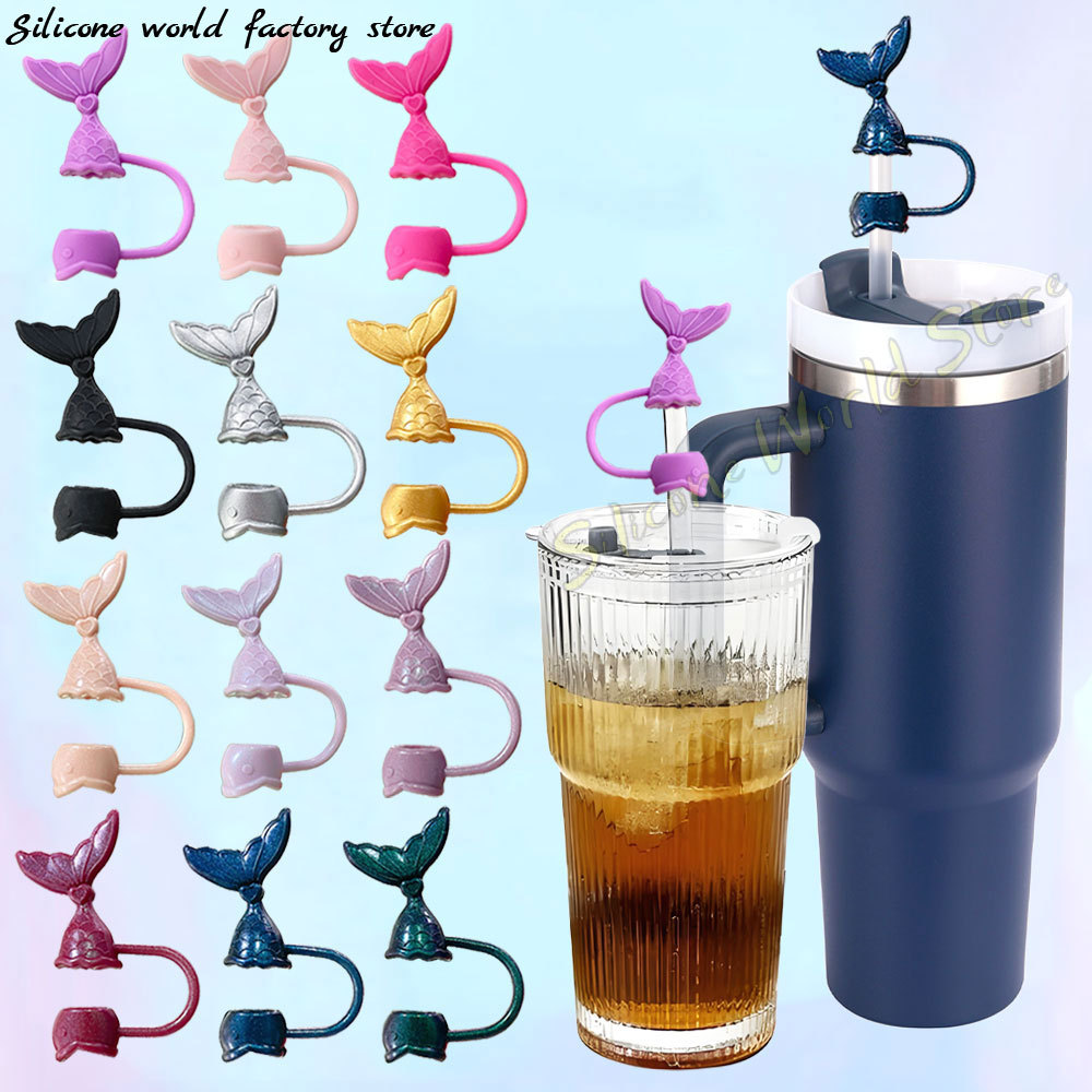 SW Mermaid Silicone Straw Cover for Stanley Cups 30&40 Oz Tumbler Reusable Dust Proof Straw Cap Tips