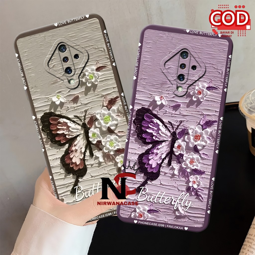 Case Hp Vivo S1 Pro - Case Vivo S1 Pro Motif Kupu - Kupu Fashion Case Lucu Pro Camera Lentur