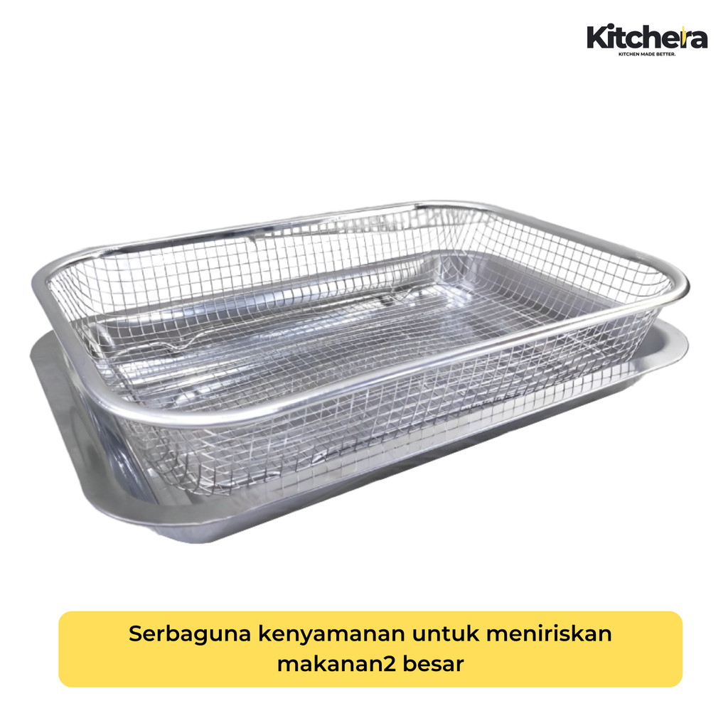 Saringan Stainless SET Nampan Peniris Minyak Saringan Minyak Goreng Peniris Gorengan
