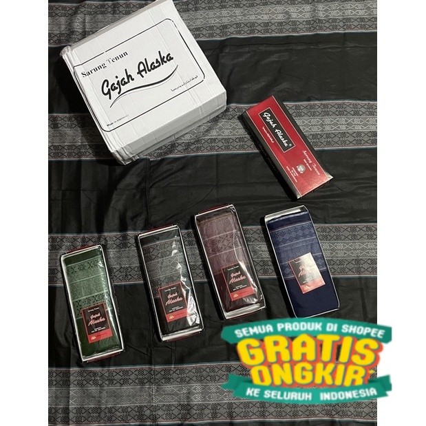 Sarung Tenun Gajah Alaska Motif 3 Baris Dewasa | Souvenir Haji | Oleh oleh Umroh/ pakaian pria lainn