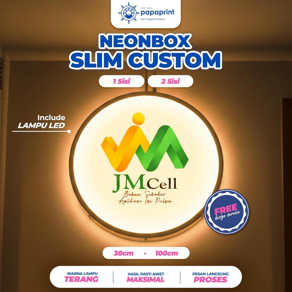 Papaprint Plang Toko/Neon Box Akrilik Bulat/Kotak Custom dengan Lampu LED Bahan Akrilik Full Ketebal