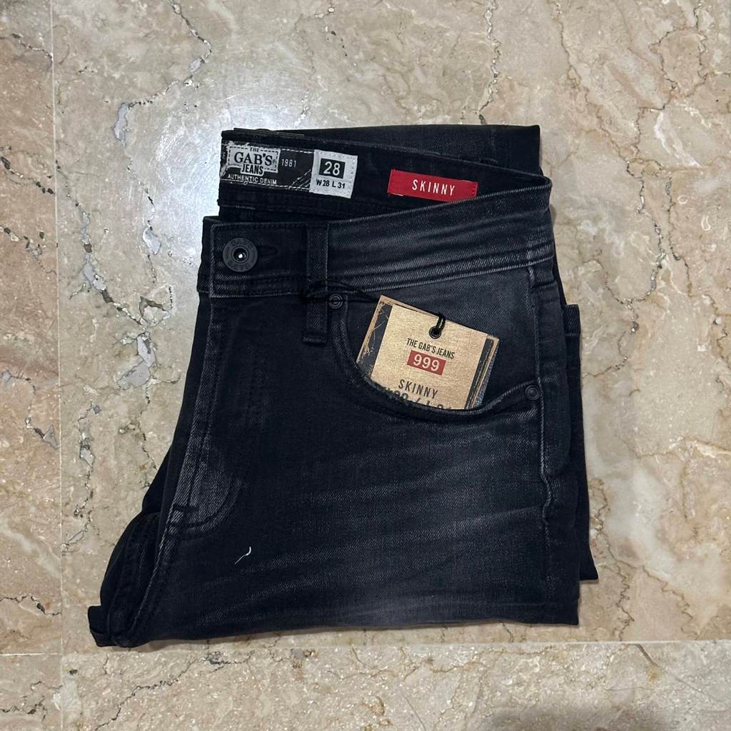 Celana Jeans Pria GABRIELLE SKINNY FIT - Hitam wash destroy - 12615569003