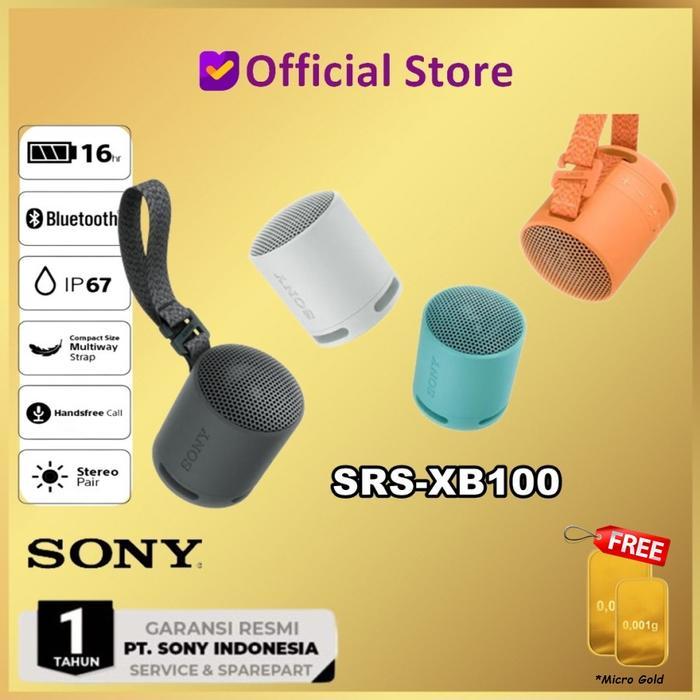(Acome Audio) Sony SRS-XB100 SRSXB100 XB 100 Portable Wireless Bluetooth Speaker - Black