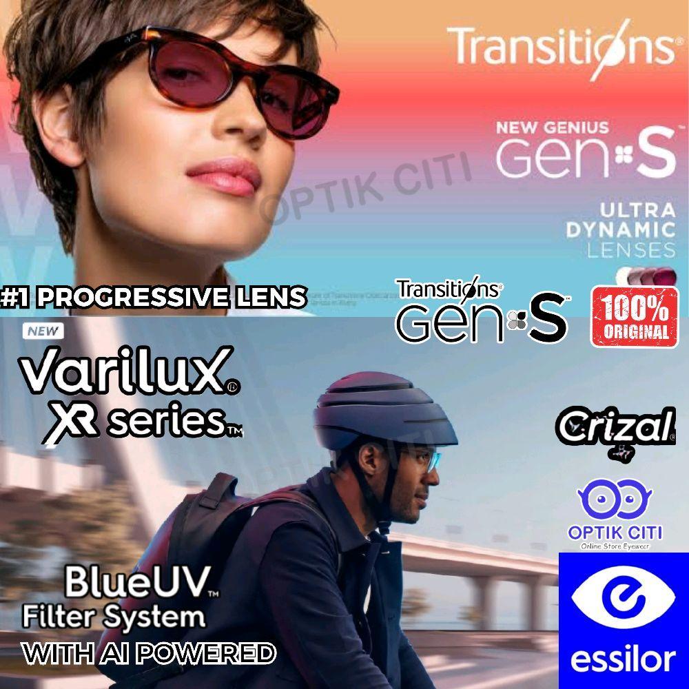 Lensa Kacamata Progresif Photochromic Crizal Essilor Varilux XR Design Transition Gen S Original