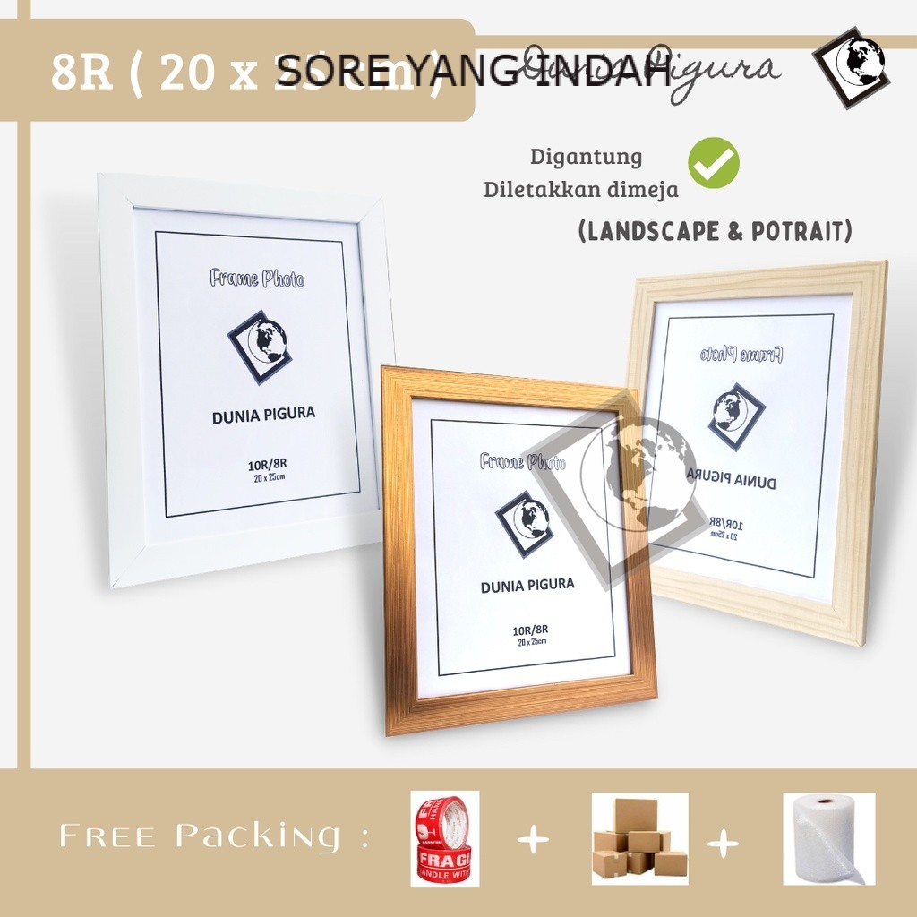 Bingkai Foto 8R (20 x 25cm) GROSIR PAKAI KACA / Frame Foto / Pigura photo minimalis / Photo Frame