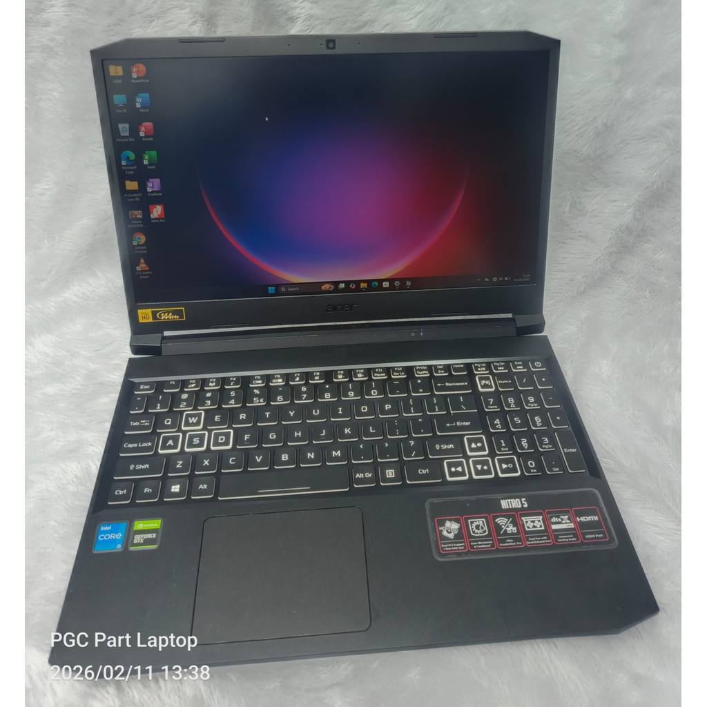 LAPTOP GAMING ACER NITRO 5 INTEL CORE I5-11300H RAM 8GB SSD 512GB GTX NVIDIA GEFORCE 1650 4GB DDR6 M