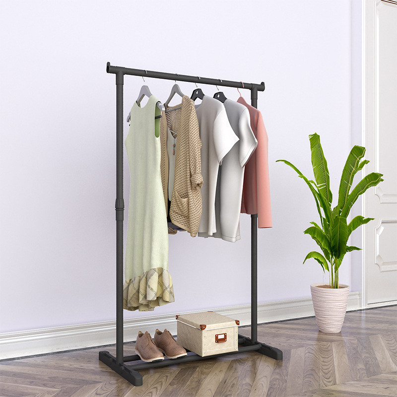 Rak Stand Hanger Gantungan Baju Minimalis Rak Sepatu 2 in 1 Gawang Jemuran Pakaian Single Rod Standi