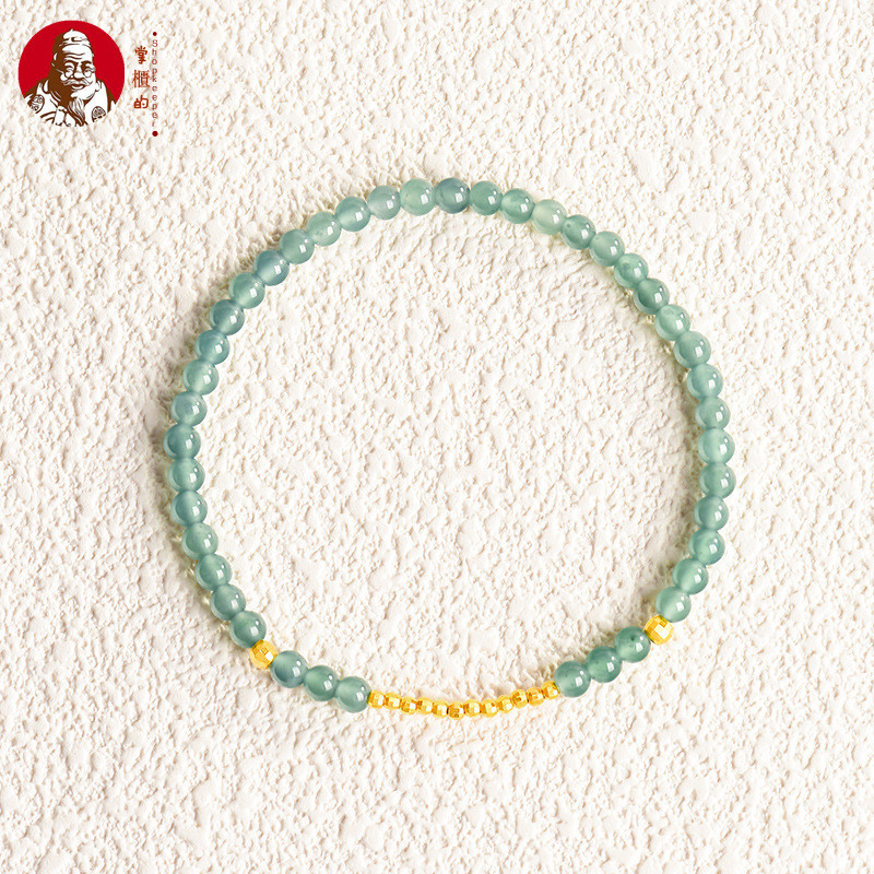 [Dengan sertiflkat  identiflkasi]Natural Batu giok, gelang manik-manik millet air biru, gelang manik