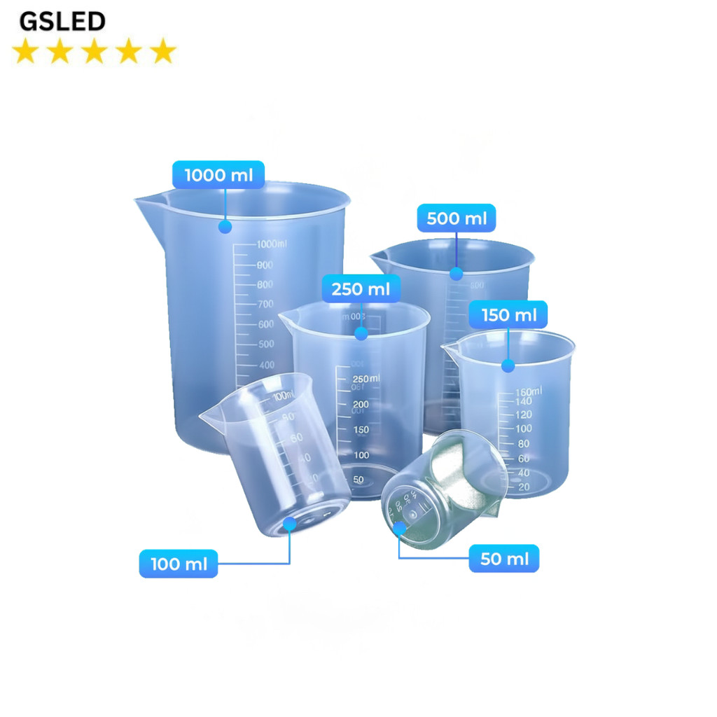 Gelas Ukur 50 100 250 500 1000ml - Plastik Lab Berkualitas
