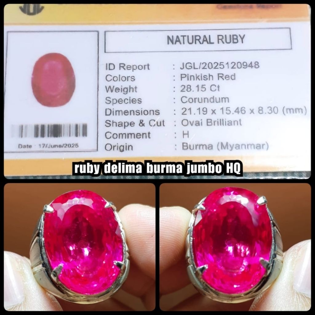 natural 100% batu Ruby Burma super jumbo kristal HQ
