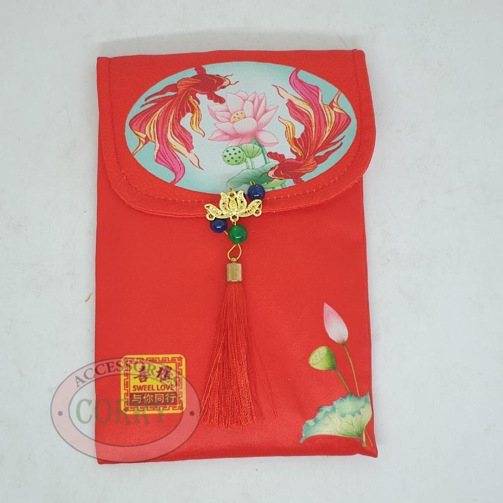 Dompet Angpao Imlek Imlek Merah Emas Gold 20 Cm Uang Koin Cina