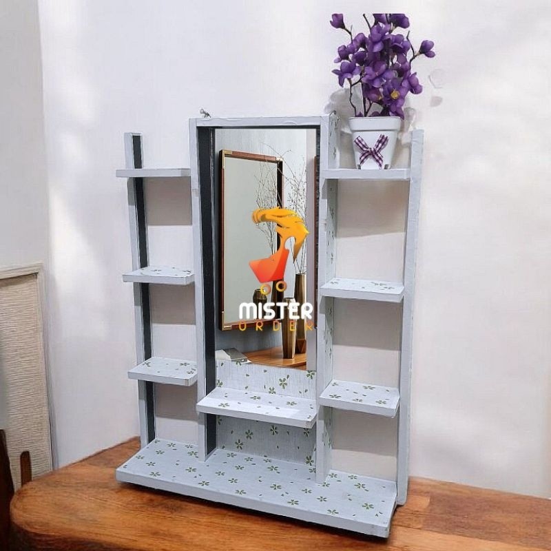 Rak Kosmetik Gantung 2 Tiang / Rak Hias Tolet Dinding