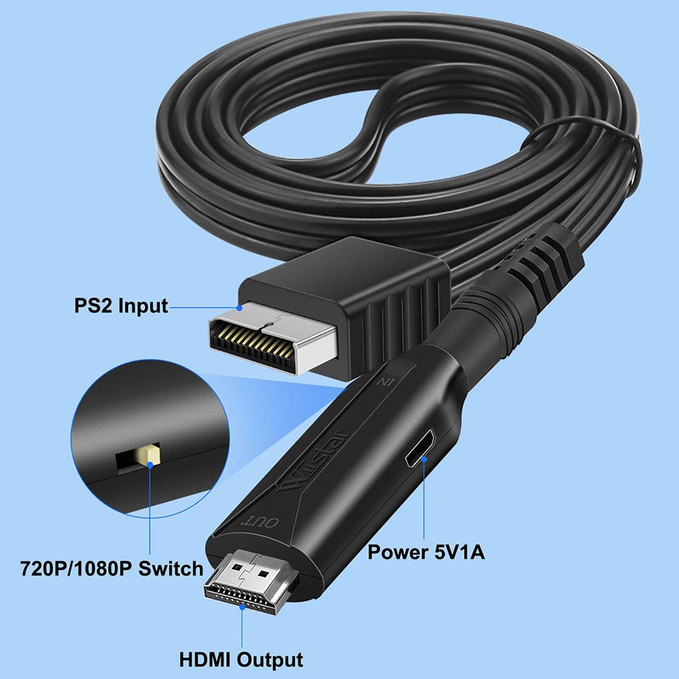 PS2 to HDMI Auo Video Converter Adapter 480i480p576i  for PS1 PS2 to HDMI 720p 1080p Output for All 