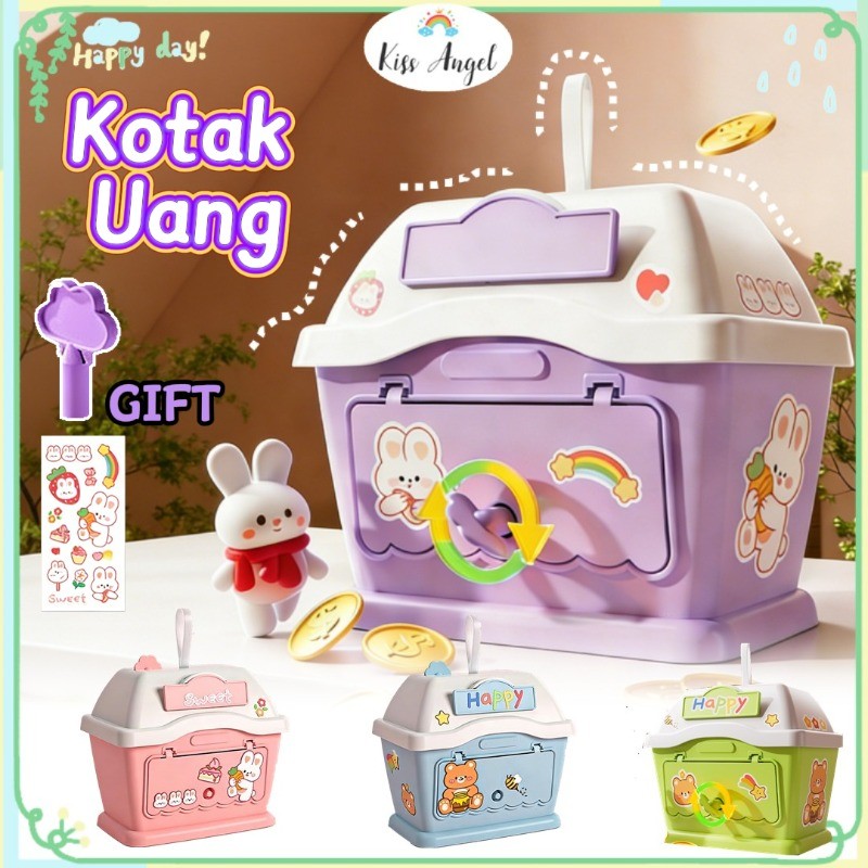[Stiker Gratis]Lucu Celengan Tabungan Mainan Anak Bentuk/Celengan Kawaii Rumah Kecil Yang/Rumah Temp