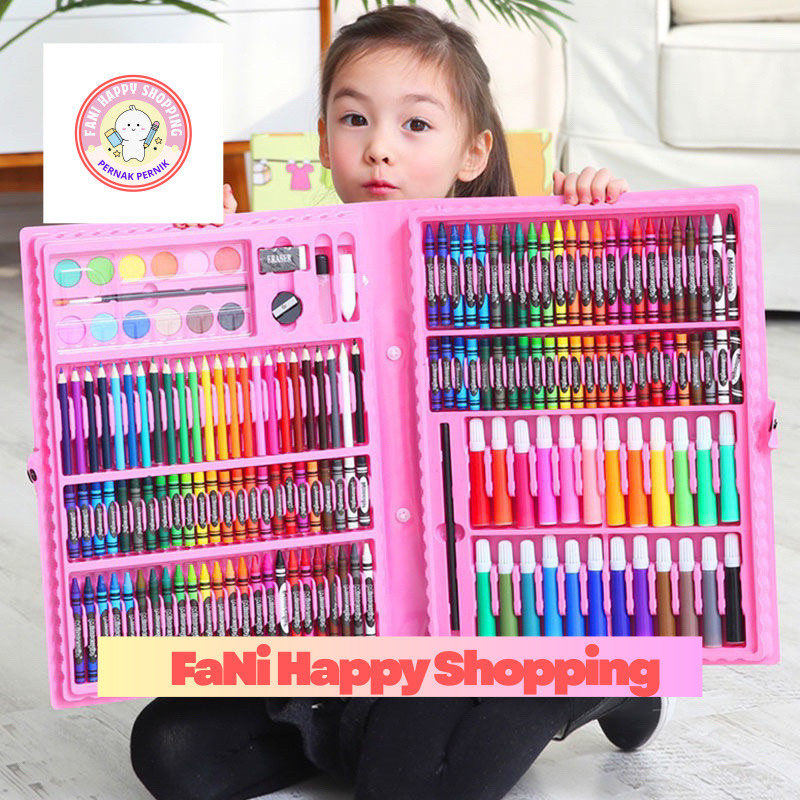 Set Krayon Anak 150pcs Perlengkapan Menggambar Krayon Pensil Warna Anak Crayon Alat Melukis Mewarnai