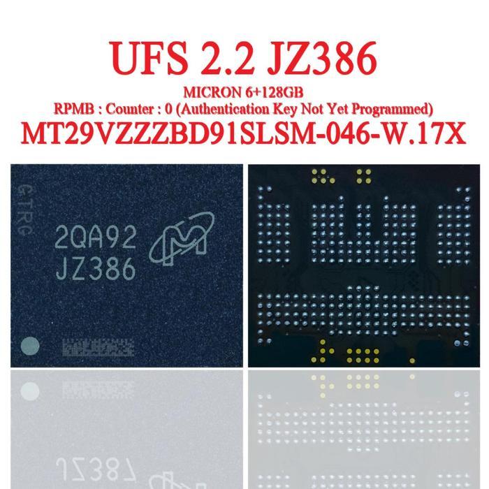 IC UFS 2.2 JZ386 MICRON BGA254 MT29VZZZBD91SLSM-046-W.17X 128GB BGA 254 128 GB RAM 6GB 6+128