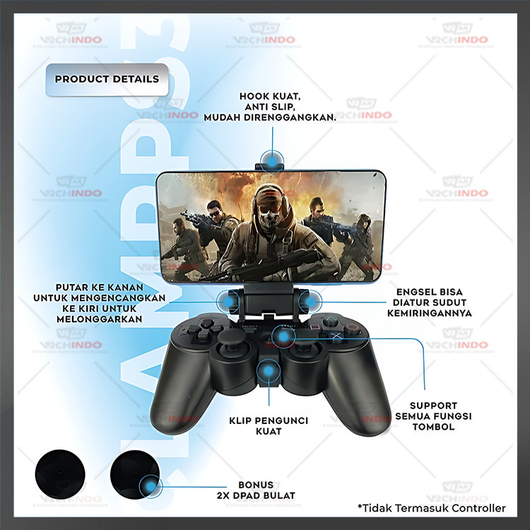 Caramella_Store Bracket Gamepad Hp Untuk Stik Ps3 Dualshock 3 Clamp Holder Smartphone Controller