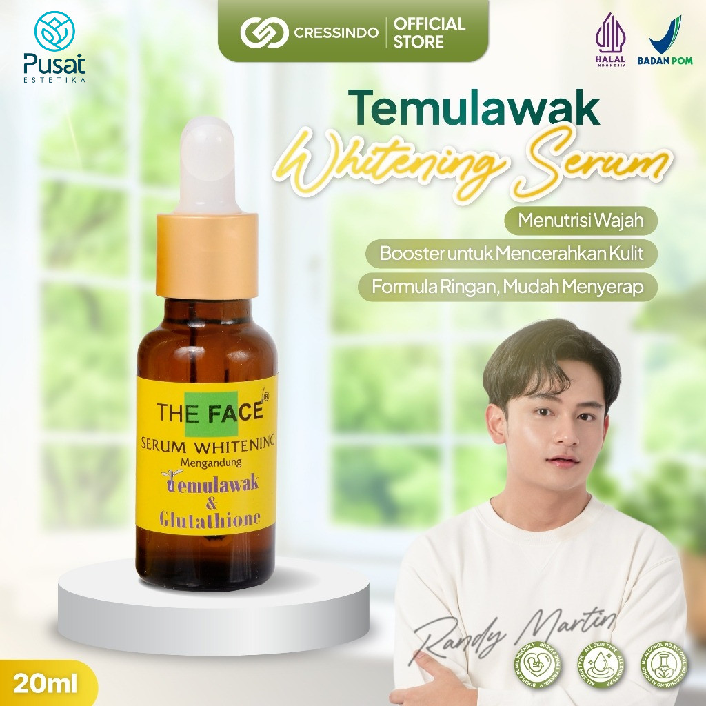 THE FACE Temulawak Whitening Serum with Glutathione 20ml - Serum Perawatan Kulit Wajah