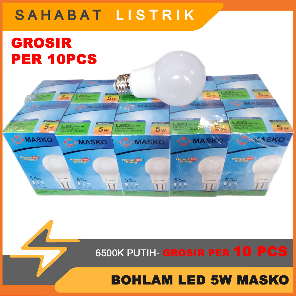 LAMPU BOHLAM LED BULB MASKO BERSERTIFIKAT SNI - DIJUAL GROSIR PER PACK 10PCS