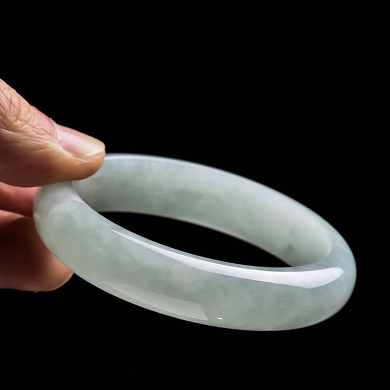 Gelang giok es Myanmar gelang giok hijau bulat giok kaca giok bulat giok es gelang giok satu warna u